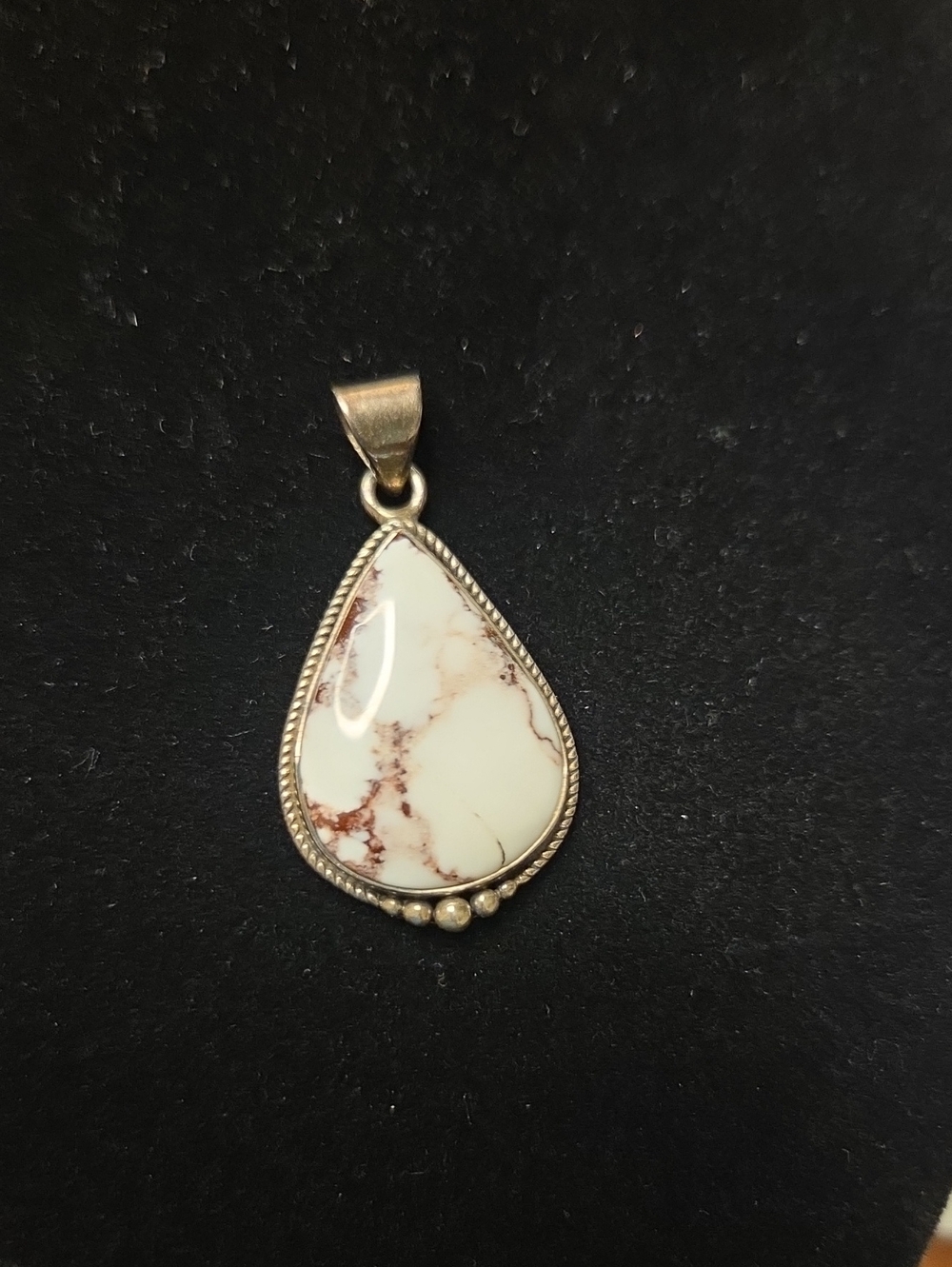 Teardrop White Howlite Pendant with Brown Veining